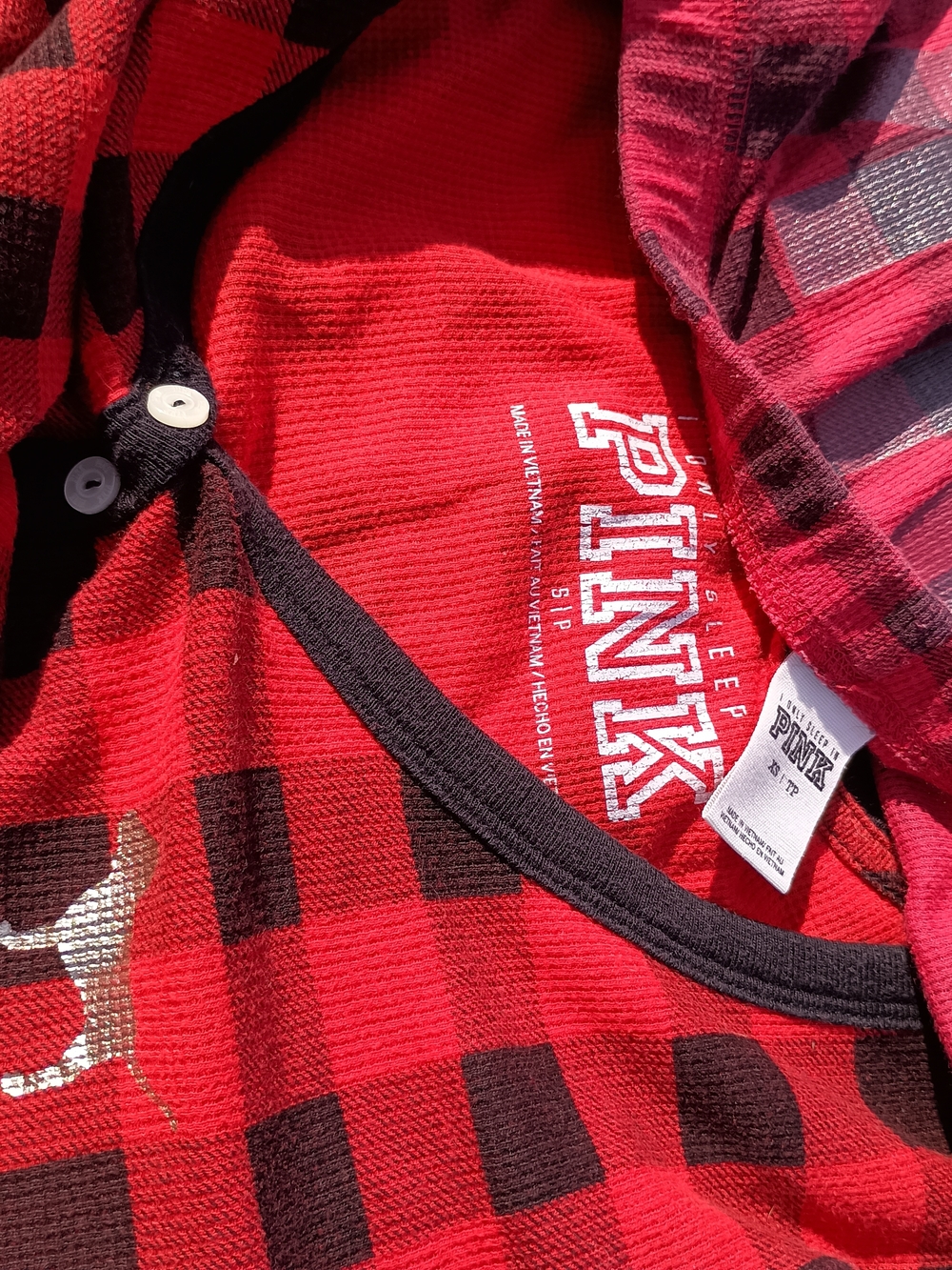 PINK Red & Black Plaid Sleep Set